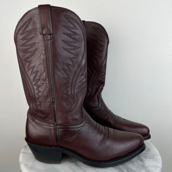 Vintage Men\'s Lehigh Brown Leather Embroidered Western Country Boots (Sz 9.5D) main image 4